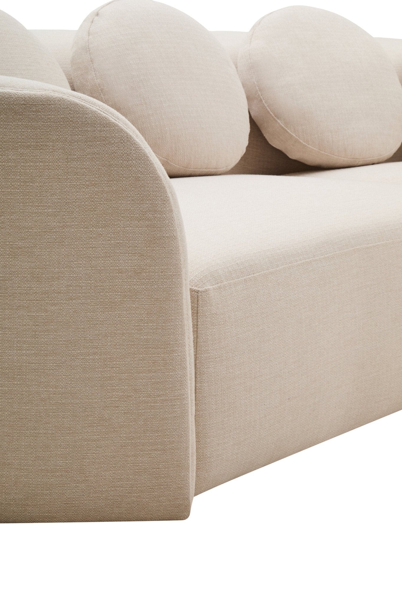 Ovada Cream Linen 3 Seater Curved Sofa | Luxury Home Accessories | Heulog Glow