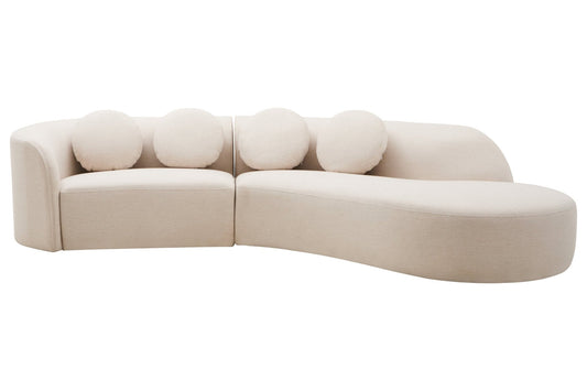 Ovada Cream Linen 3 Seater Curved Sofa | Luxury Home Accessories | Heulog Glow