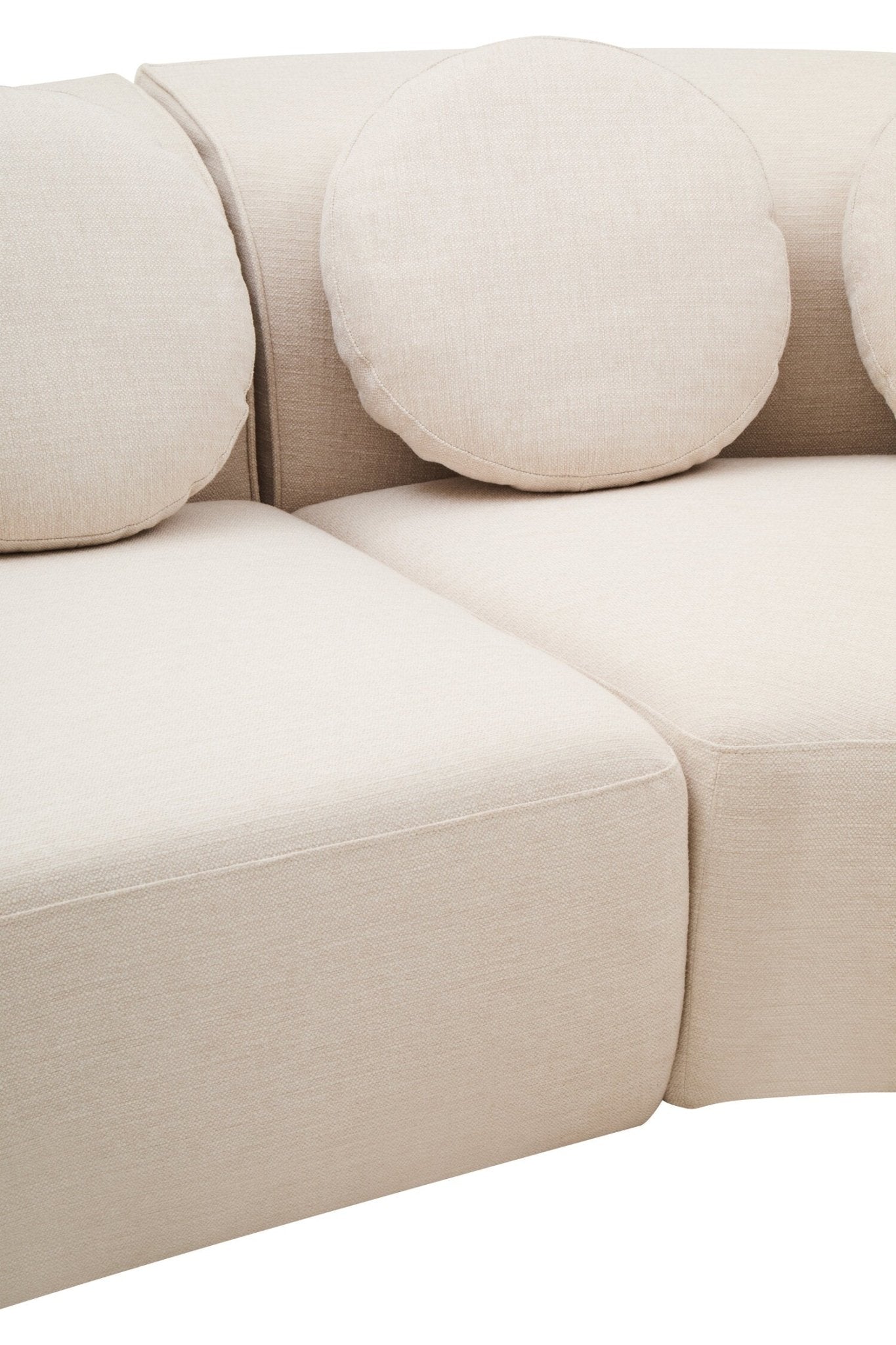 Ovada Cream Linen 3 Seater Curved Sofa | Luxury Home Accessories | Heulog Glow