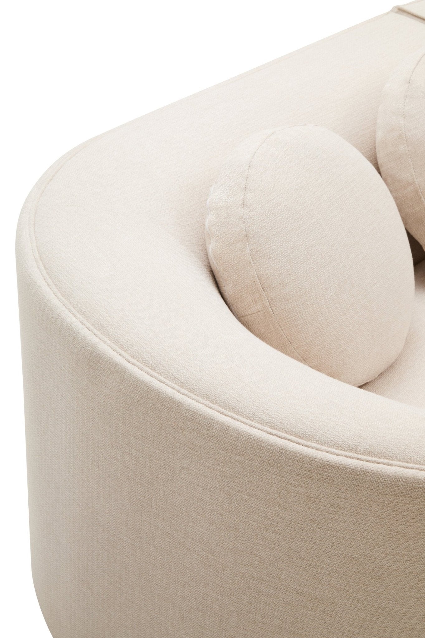 Ovada Cream Linen 3 Seater Curved Sofa | Luxury Home Accessories | Heulog Glow
