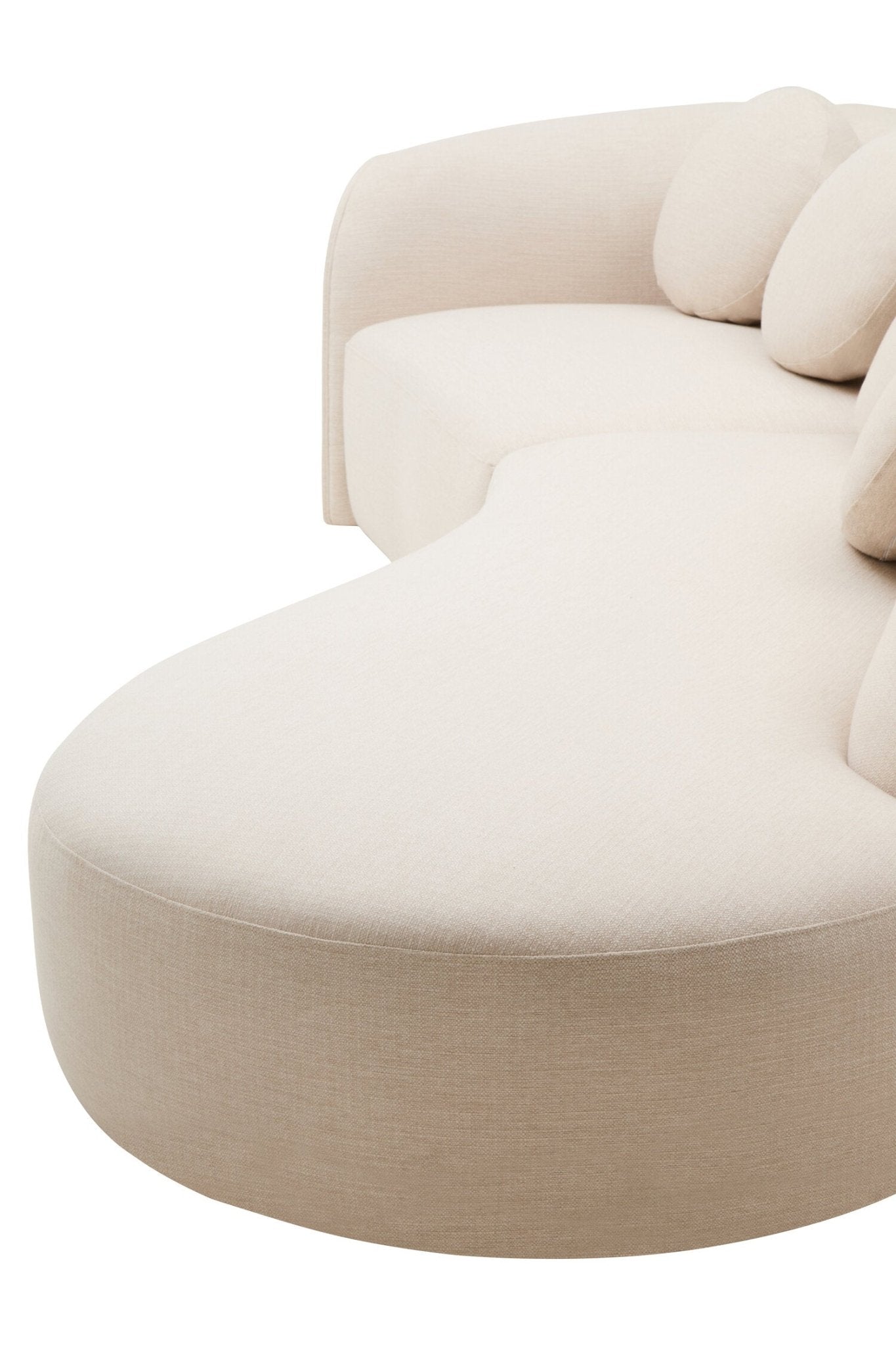 Ovada Cream Linen 3 Seater Curved Sofa | Luxury Home Accessories | Heulog Glow