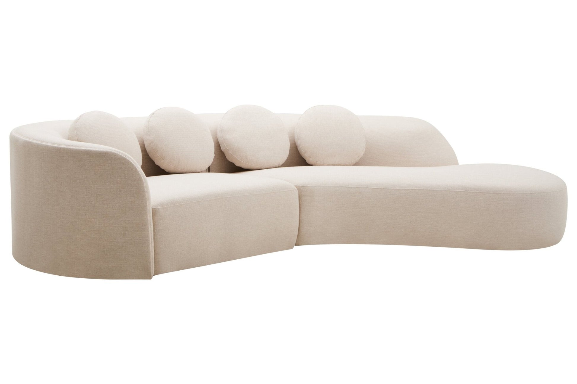 Ovada Cream Linen 3 Seater Curved Sofa | Luxury Home Accessories | Heulog Glow