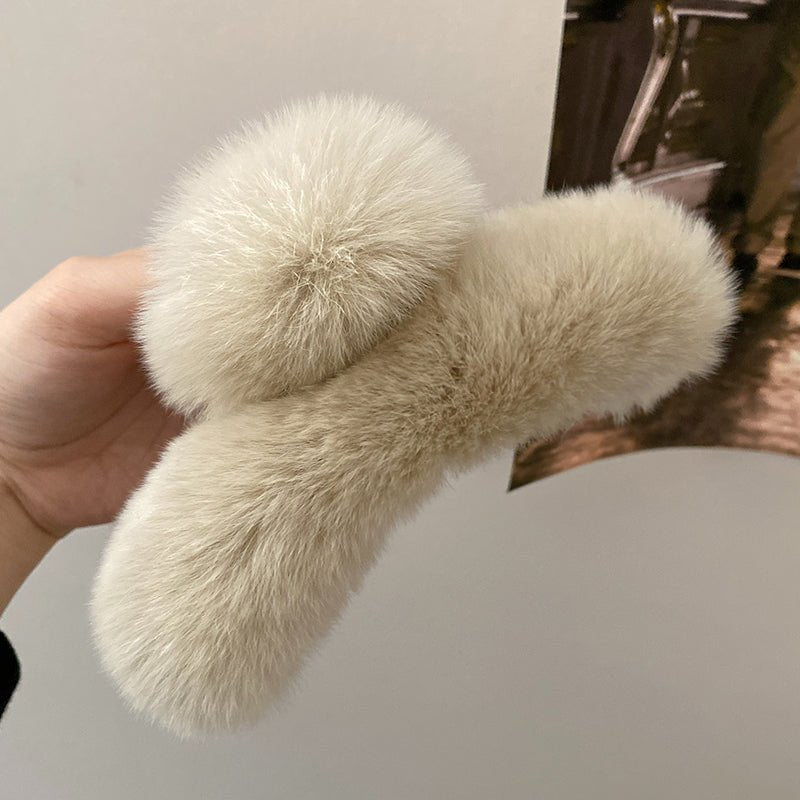 Oversized Rabbit Plush Grab Clip Senior Sense Light Luxury Hair Clip Female | Luxury Home Accessories | Heulog Glow