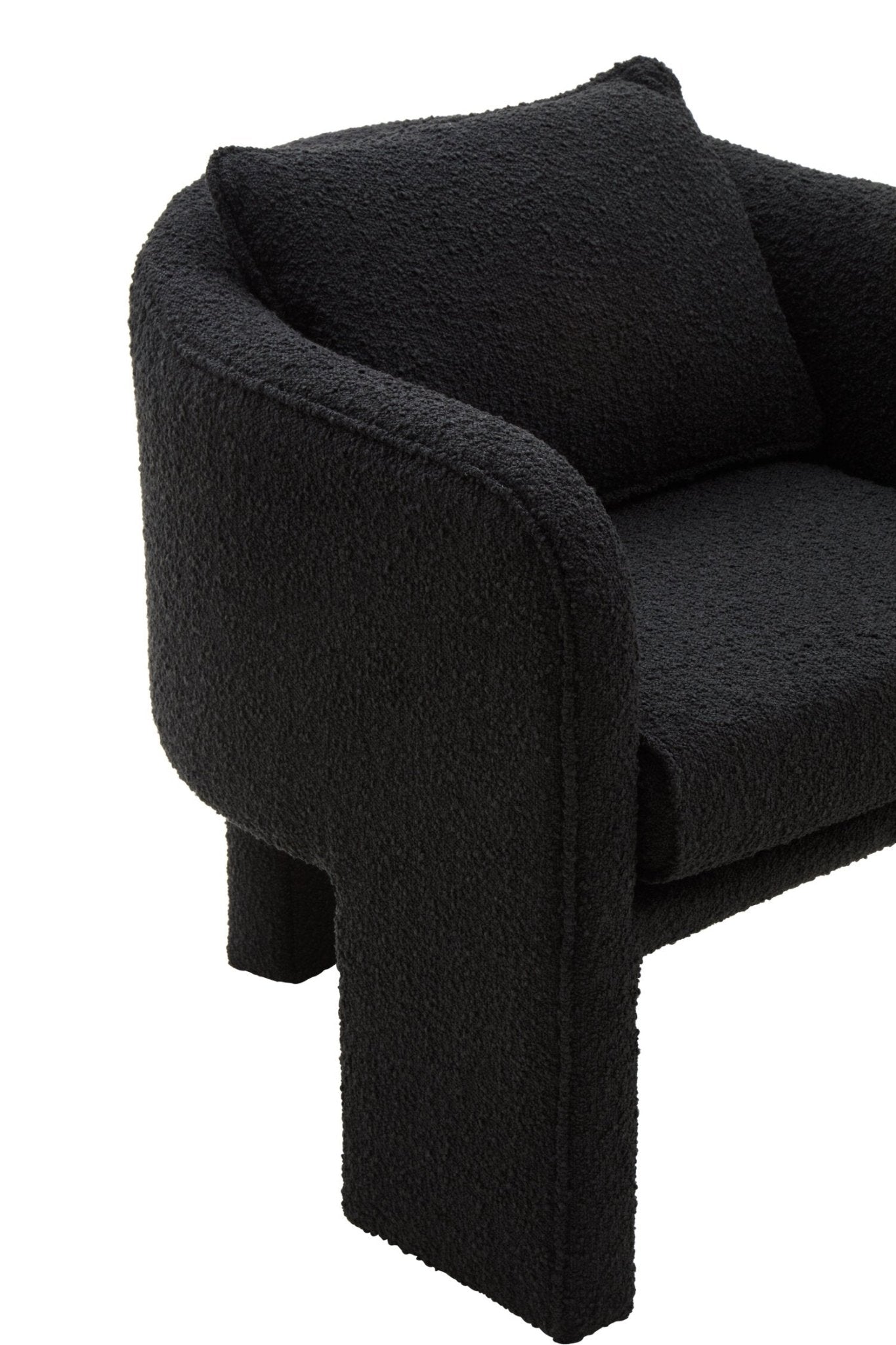 Ozzero Black Boucle Curved Armchair | Luxury Home Accessories | Heulog Glow