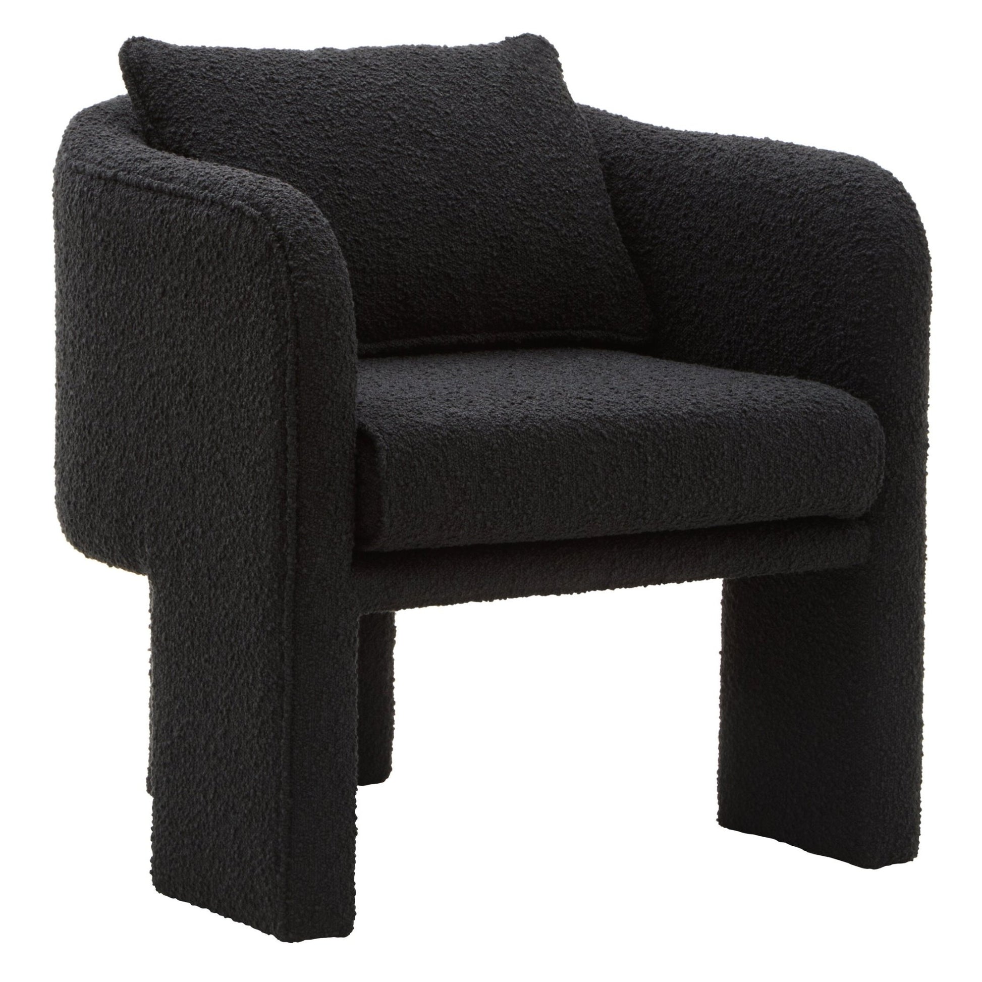 Ozzero Black Boucle Curved Armchair | Luxury Home Accessories | Heulog Glow