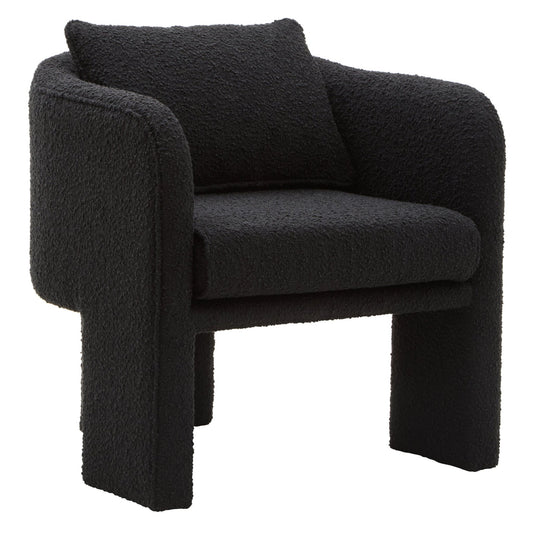 Ozzero Black Boucle Curved Armchair | Luxury Home Accessories | Heulog Glow