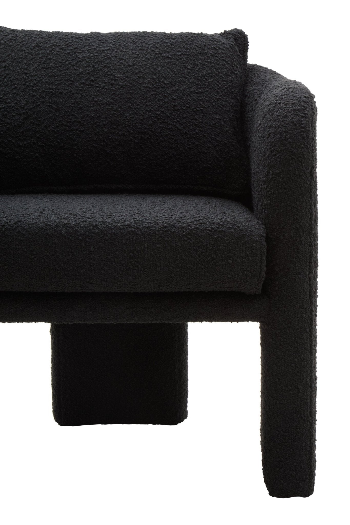 Ozzero Black Boucle Curved Armchair | Luxury Home Accessories | Heulog Glow