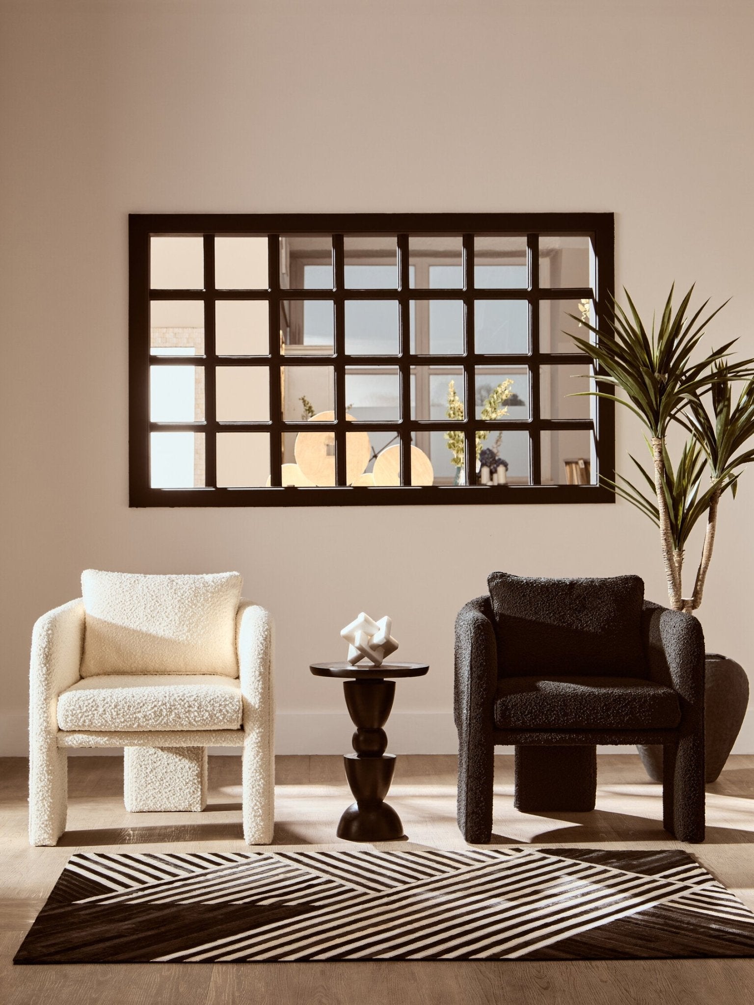 Ozzero Black Boucle Curved Armchair | Luxury Home Accessories | Heulog Glow