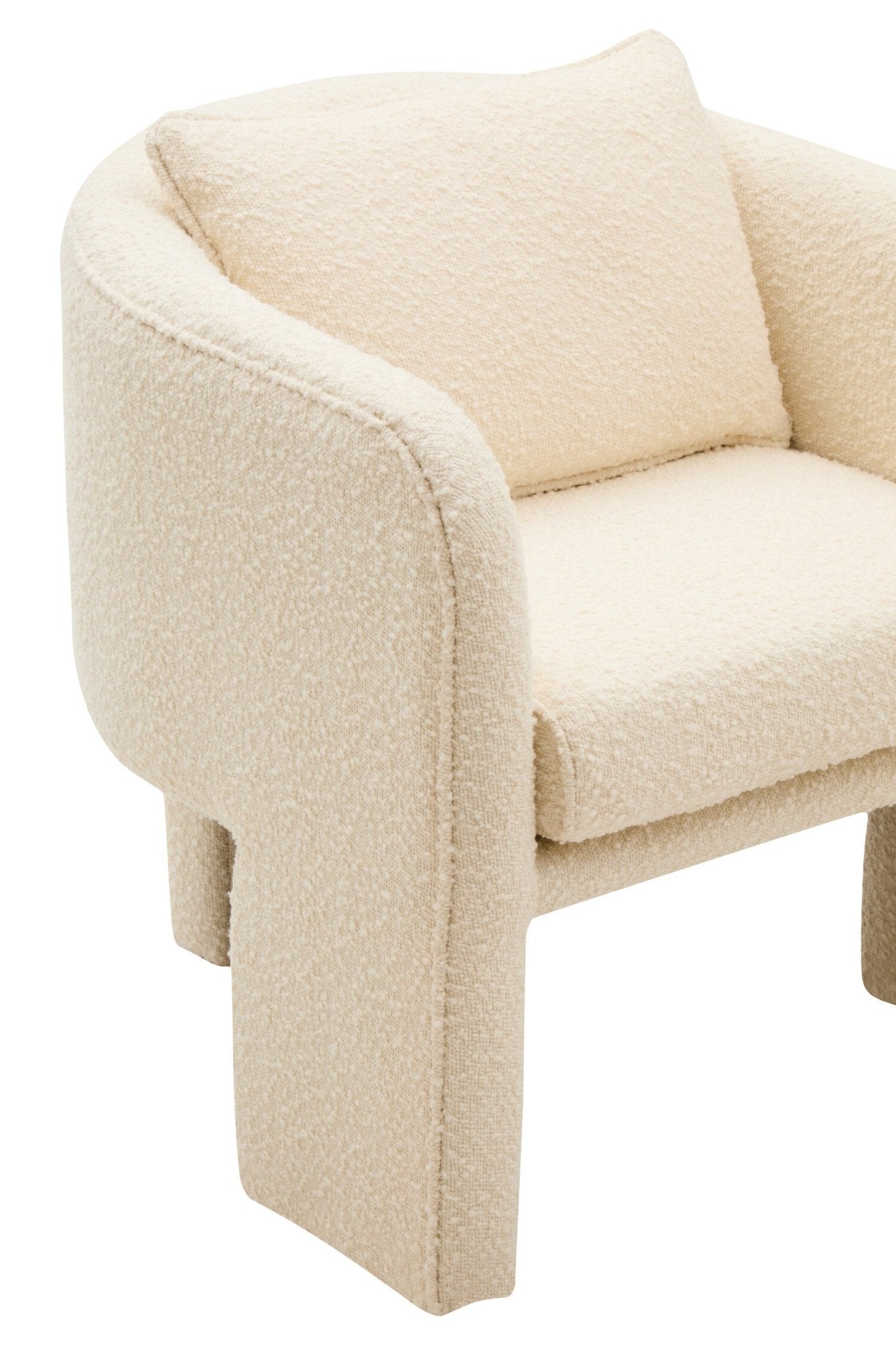 Ozzero Ivory Boucle Curved Armchair | Luxury Home Accessories | Heulog Glow