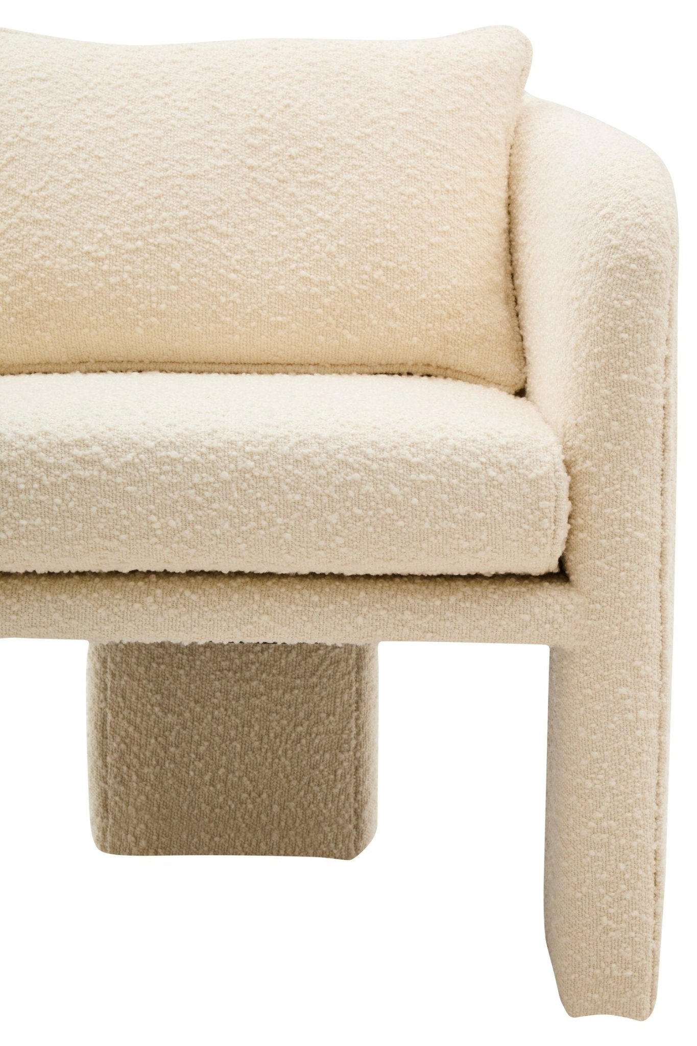 Ozzero Ivory Boucle Curved Armchair | Luxury Home Accessories | Heulog Glow