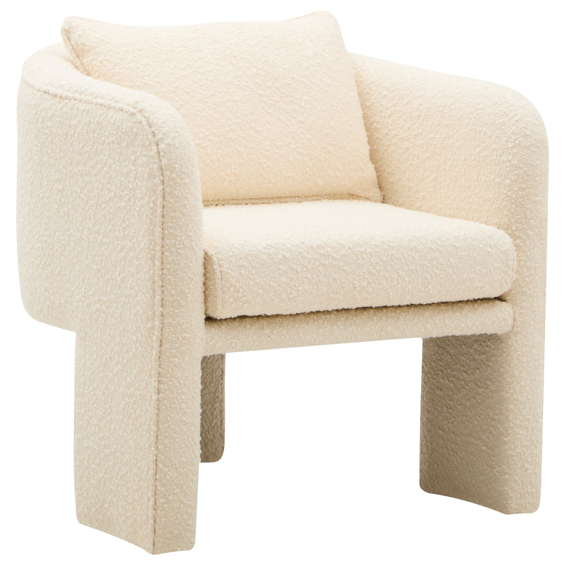 Ozzero Ivory Boucle Curved Armchair | Luxury Home Accessories | Heulog Glow