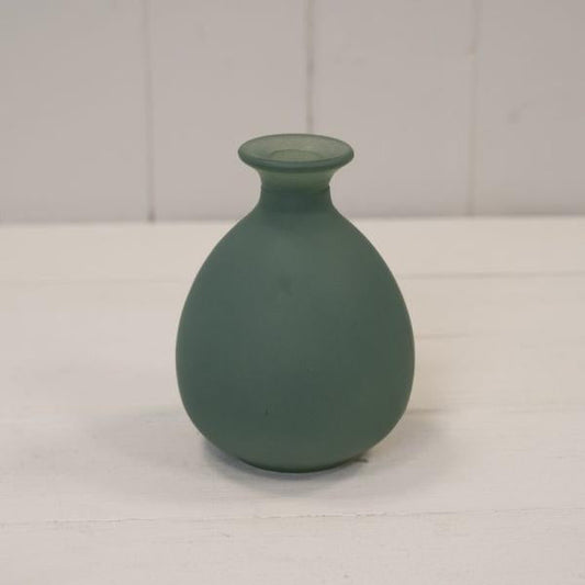 Matt Green Glass Bud Vase D9.2 x H12cm  Weight-240g CL