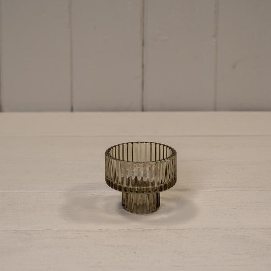 Smokey Brown Glass Candle Holder