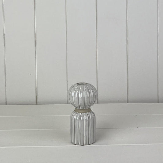 Glazed Ceramic Candle Holder with Textured Detail L6.5xD6.5xH12cm  Weight-246g