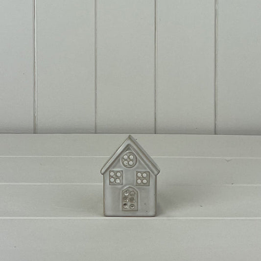 Glazed Ceramic House Tealight with Textured Detail L6xD6xH8.5cm  Weight-81g
