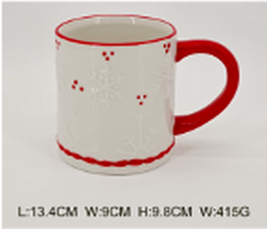Snowflake Red Detailed Mug