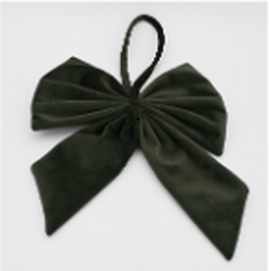 Velvet Dark Green Hanging Bow