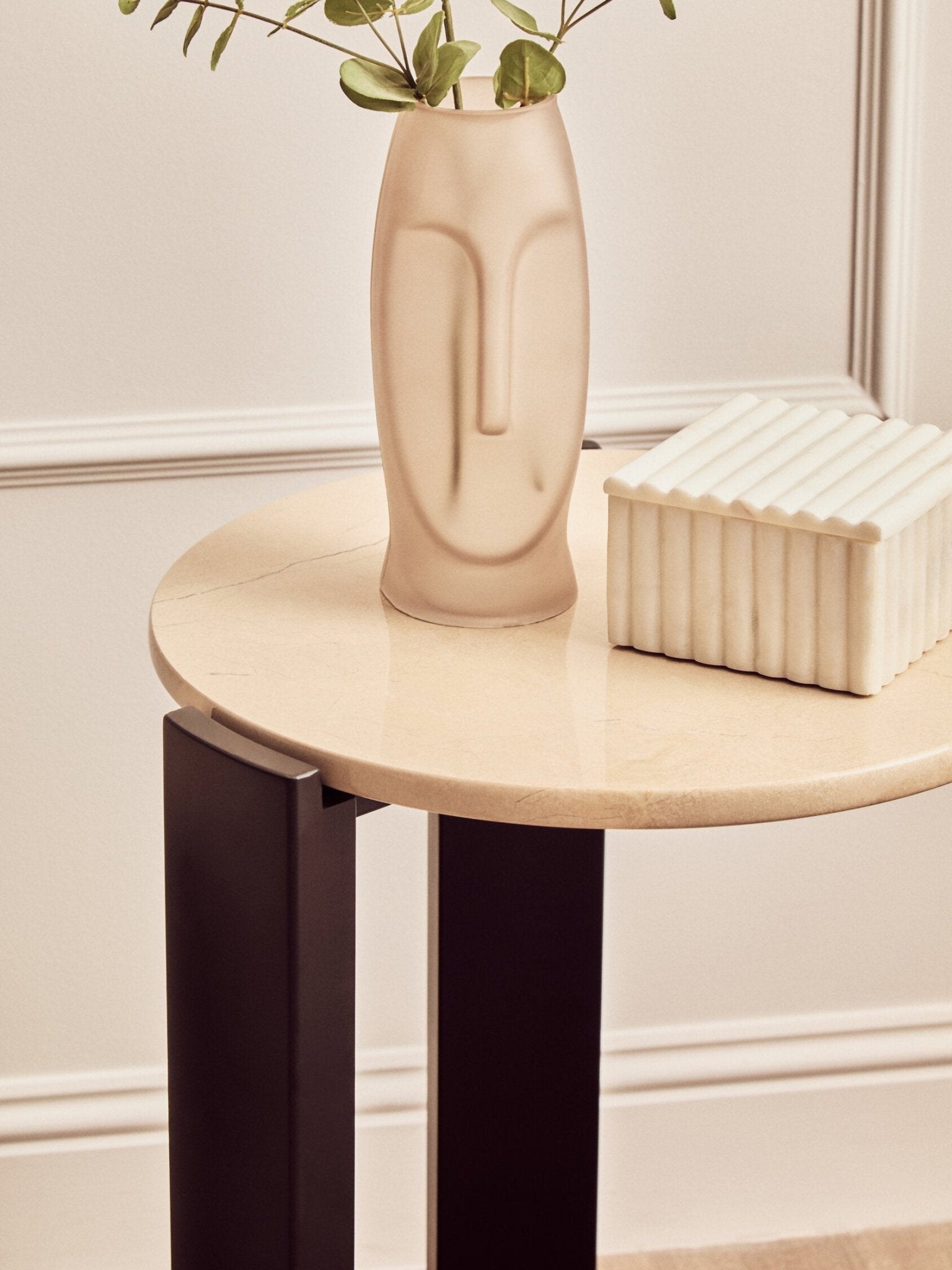 Palermo Cream Marble Top Round Side Table | Luxury Home Accessories | Heulog Glow