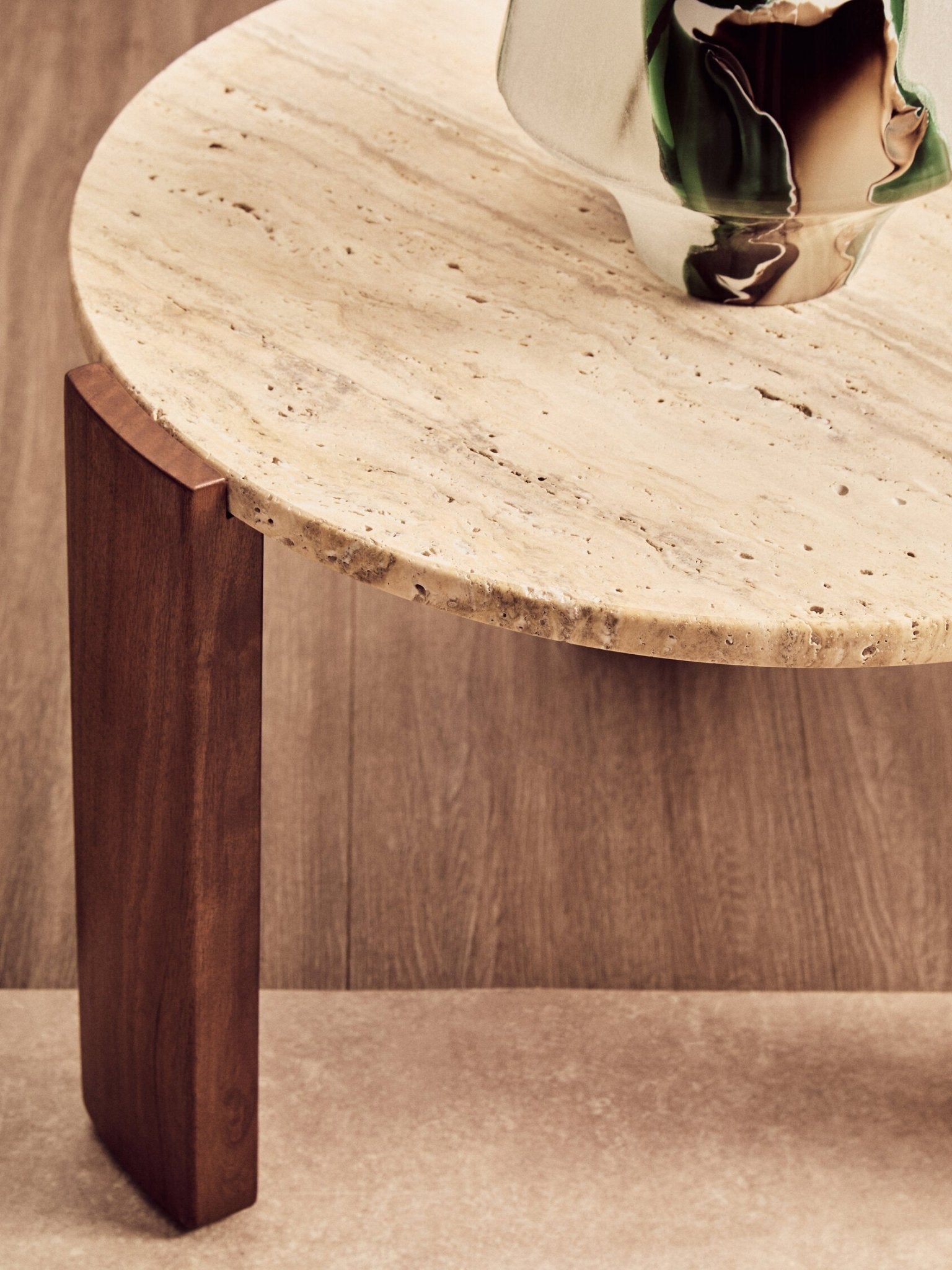 Palermo Round Travertine Top Small Coffee Table | Luxury Home Accessories | Heulog Glow