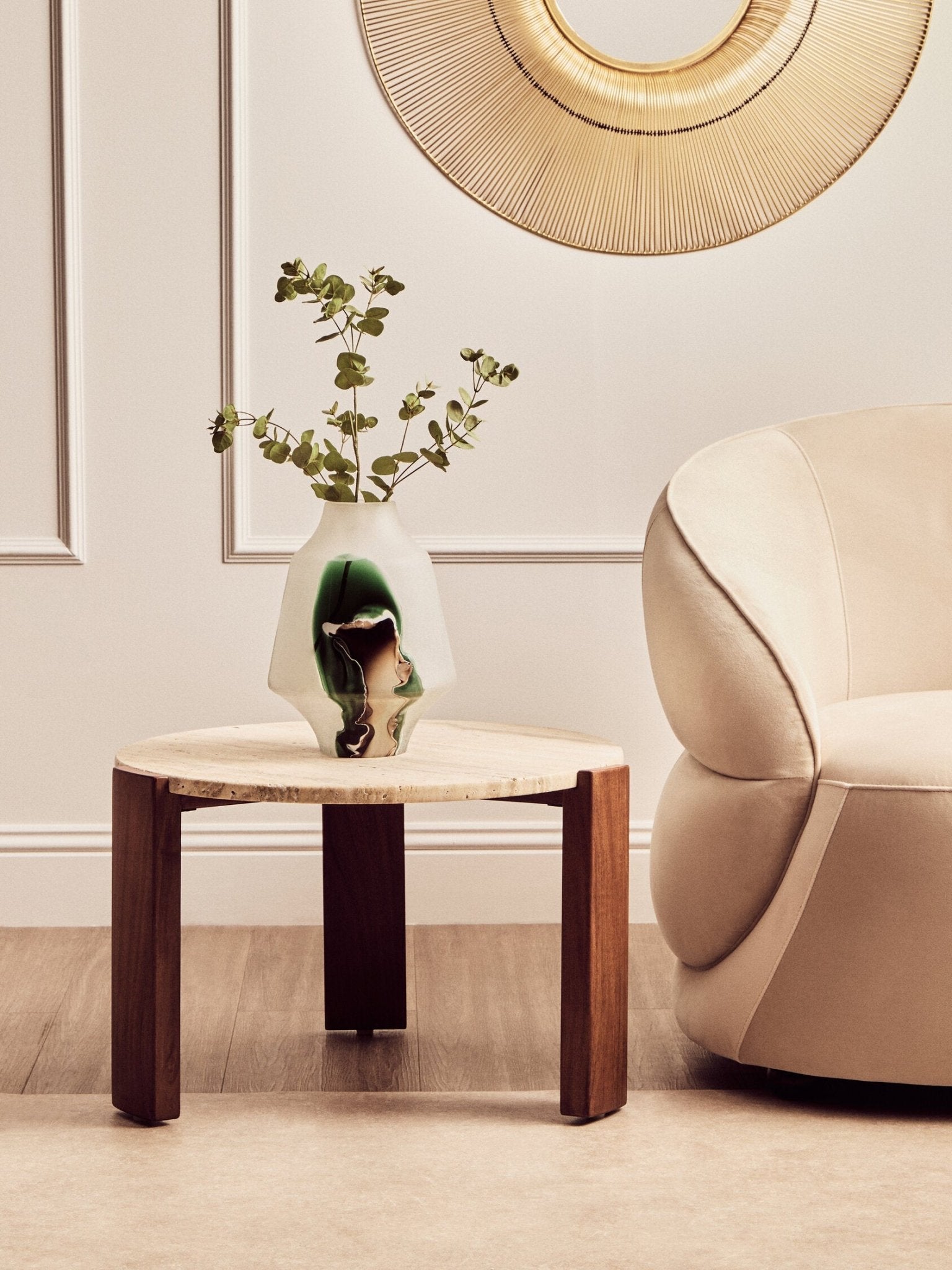 Palermo Round Travertine Top Small Coffee Table | Luxury Home Accessories | Heulog Glow