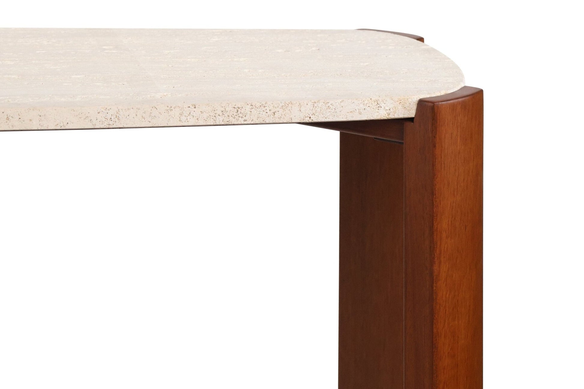 Palermo Travertine Top and Brown Acacia Wood Console Table | Luxury Home Accessories | Heulog Glow