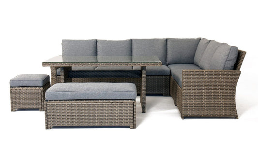 Palma Grey Rattan Garden Lounge Set and Cover Bundle | Luxury Home Accessories | Heulog Glow