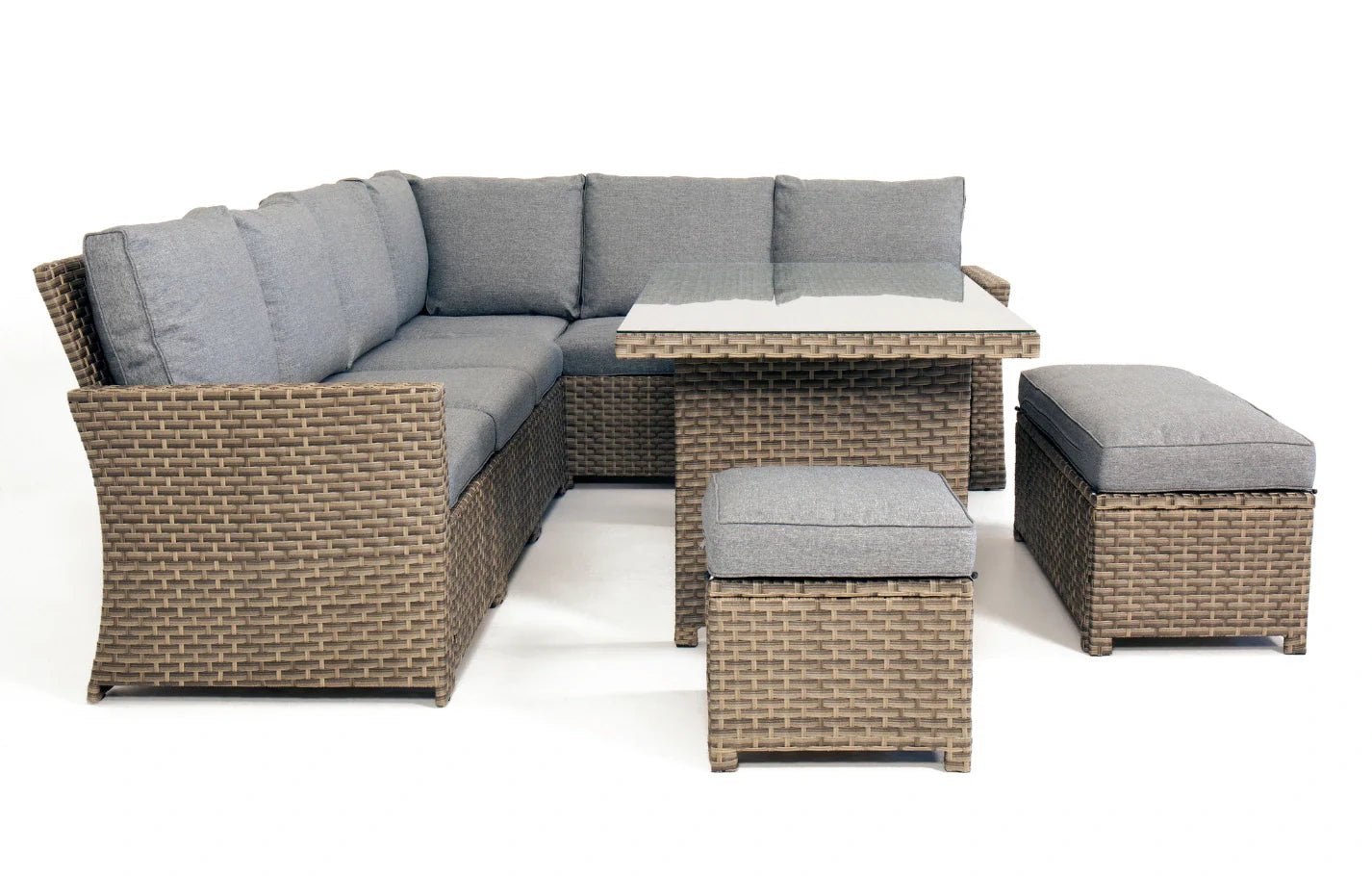 Palma Grey Rattan Garden Lounge Set, Cover and Cushion Box Bundle | Luxury Home Accessories | Heulog Glow