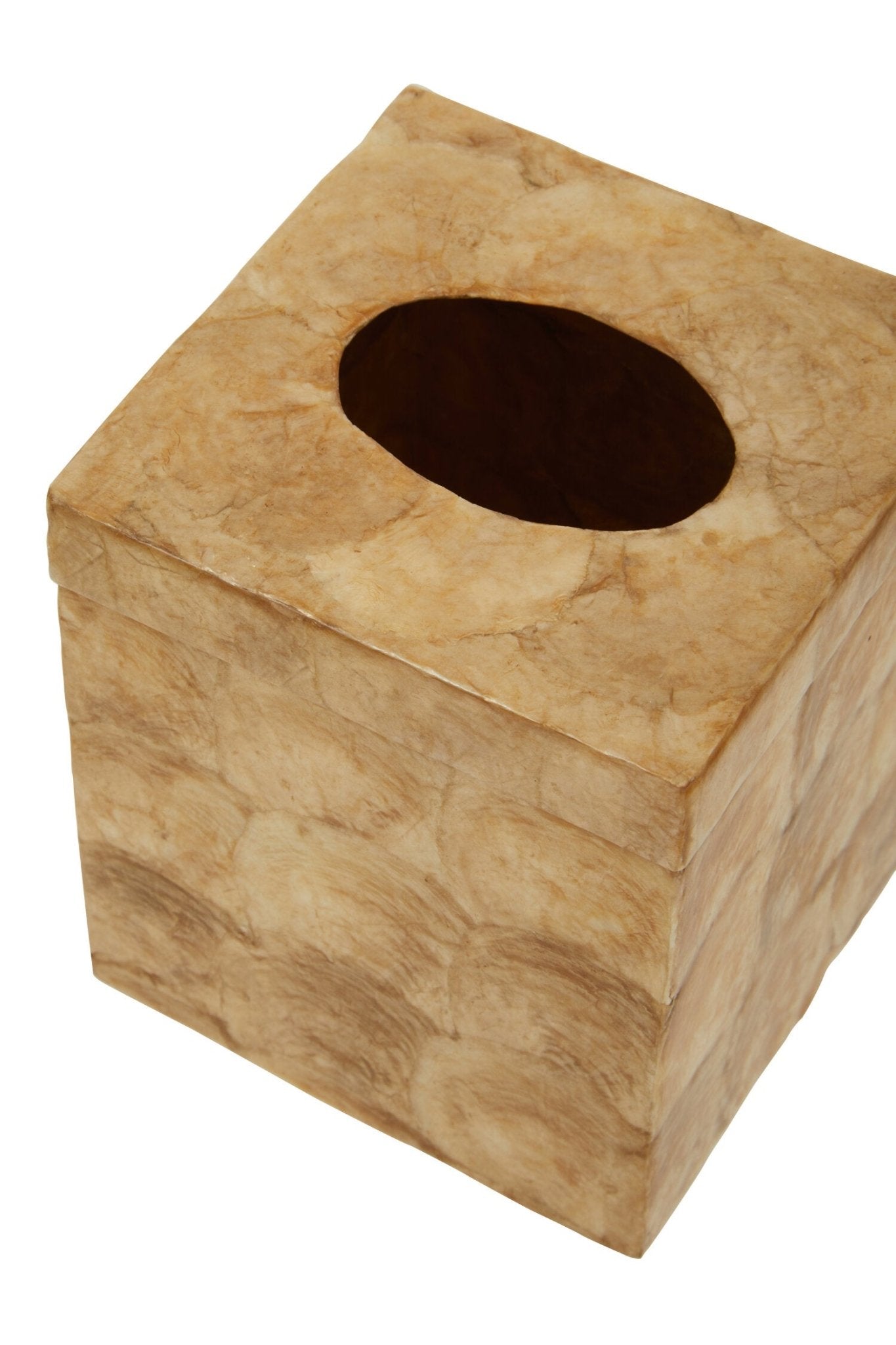 Palu Beige Seashell Square Tissue Box | Luxury Home Accessories | Heulog Glow