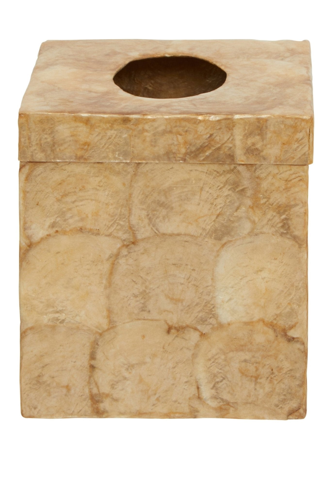 Palu Beige Seashell Square Tissue Box | Luxury Home Accessories | Heulog Glow