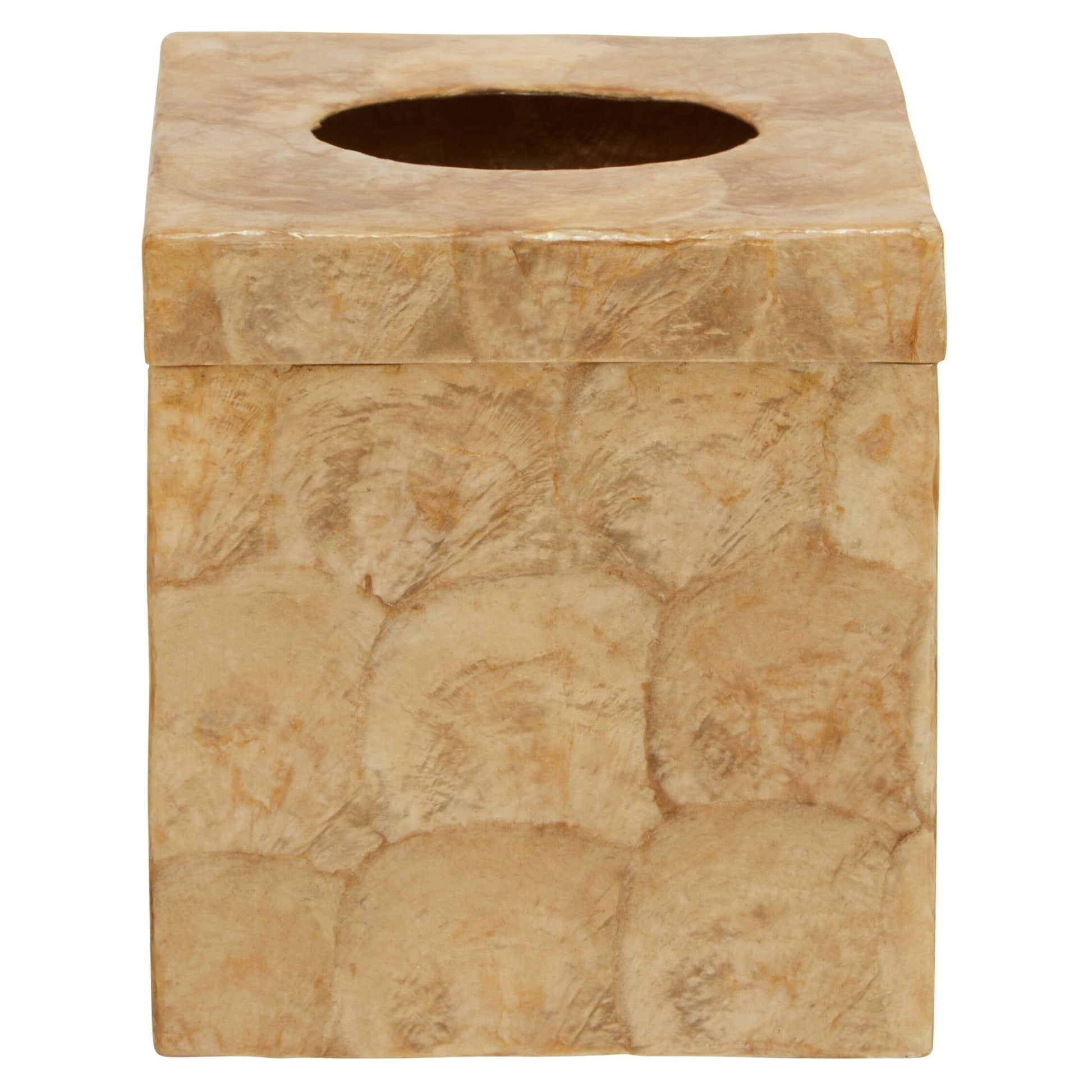 Palu Beige Seashell Square Tissue Box | Luxury Home Accessories | Heulog Glow