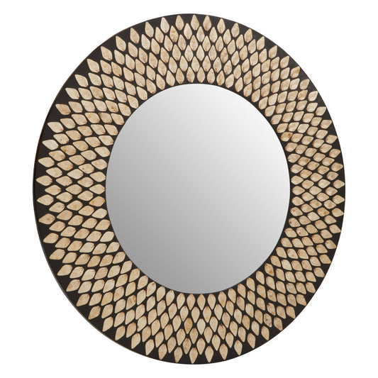 Palu Black And Gold Shell Wall Mirror | Luxury Home Accessories | Heulog Glow