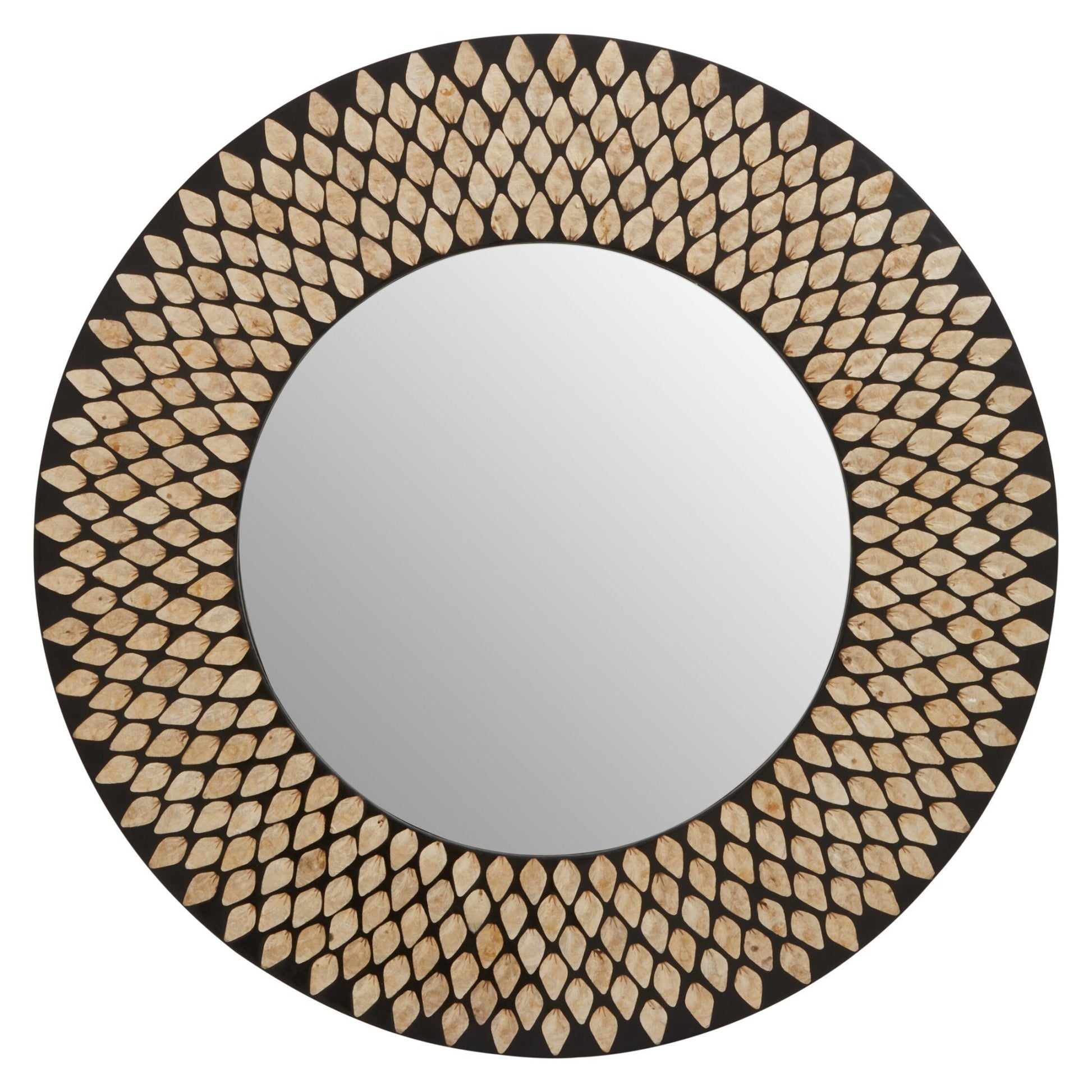 Palu Black And Gold Shell Wall Mirror | Luxury Home Accessories | Heulog Glow