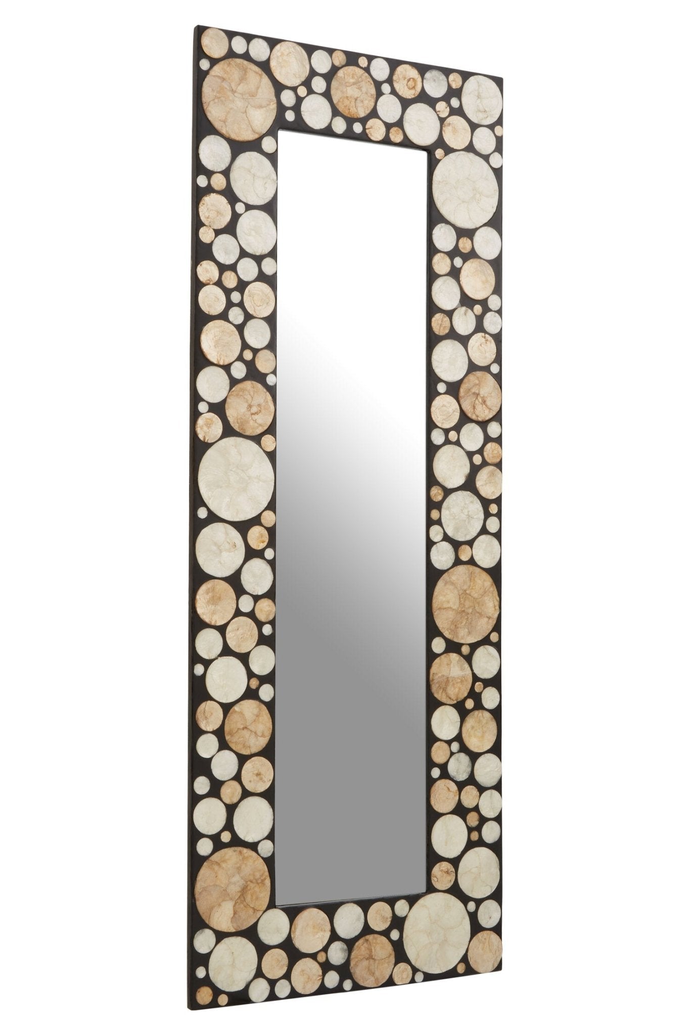 Palu Rectangular Black Wall Mirror with Shell Inlay | Luxury Home Accessories | Heulog Glow