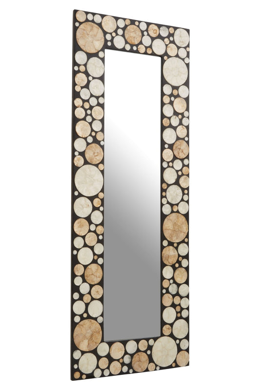 Palu Rectangular Black Wall Mirror with Shell Inlay | Luxury Home Accessories | Heulog Glow