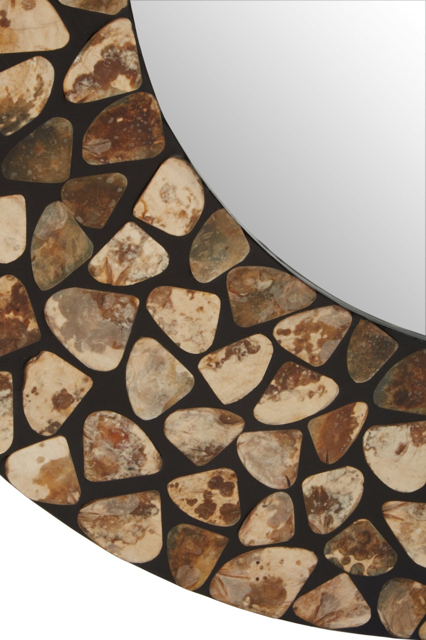 Palu Round Black Wall Mirror with Seashell Inlay | Luxury Home Accessories | Heulog Glow