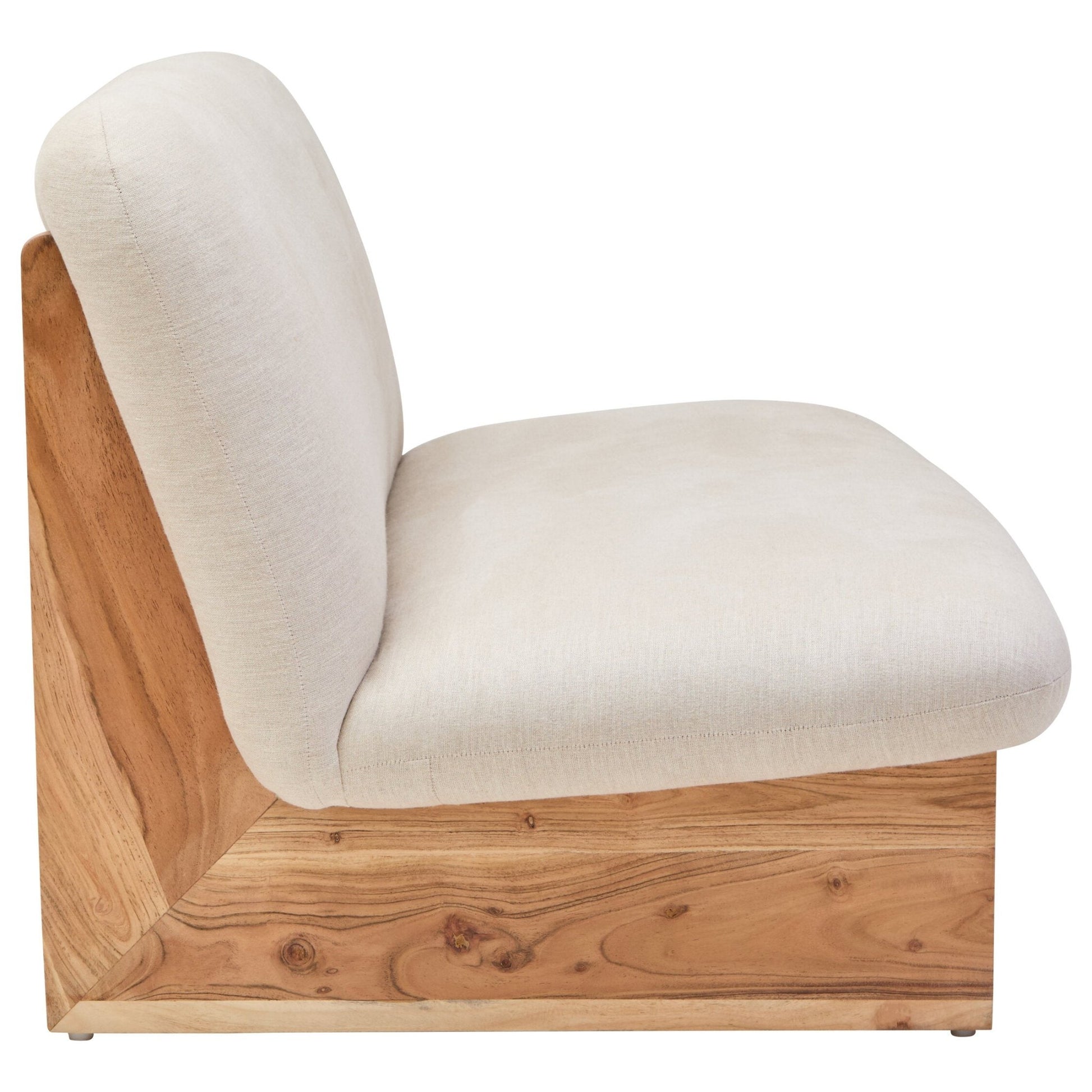 Parova Cream Linen Textured 2 Seater Armless Sofa With Wood Base | Luxury Home Accessories | Heulog Glow