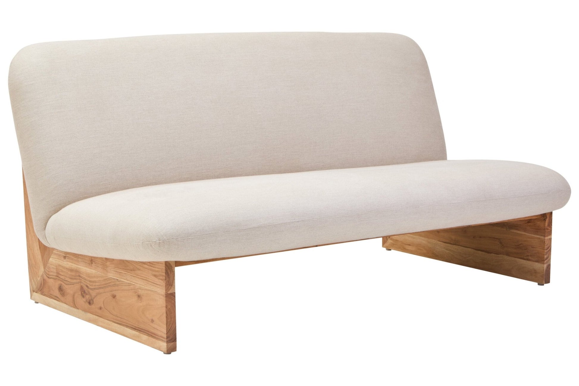 Parova Cream Linen Textured 2 Seater Armless Sofa With Wood Base | Luxury Home Accessories | Heulog Glow