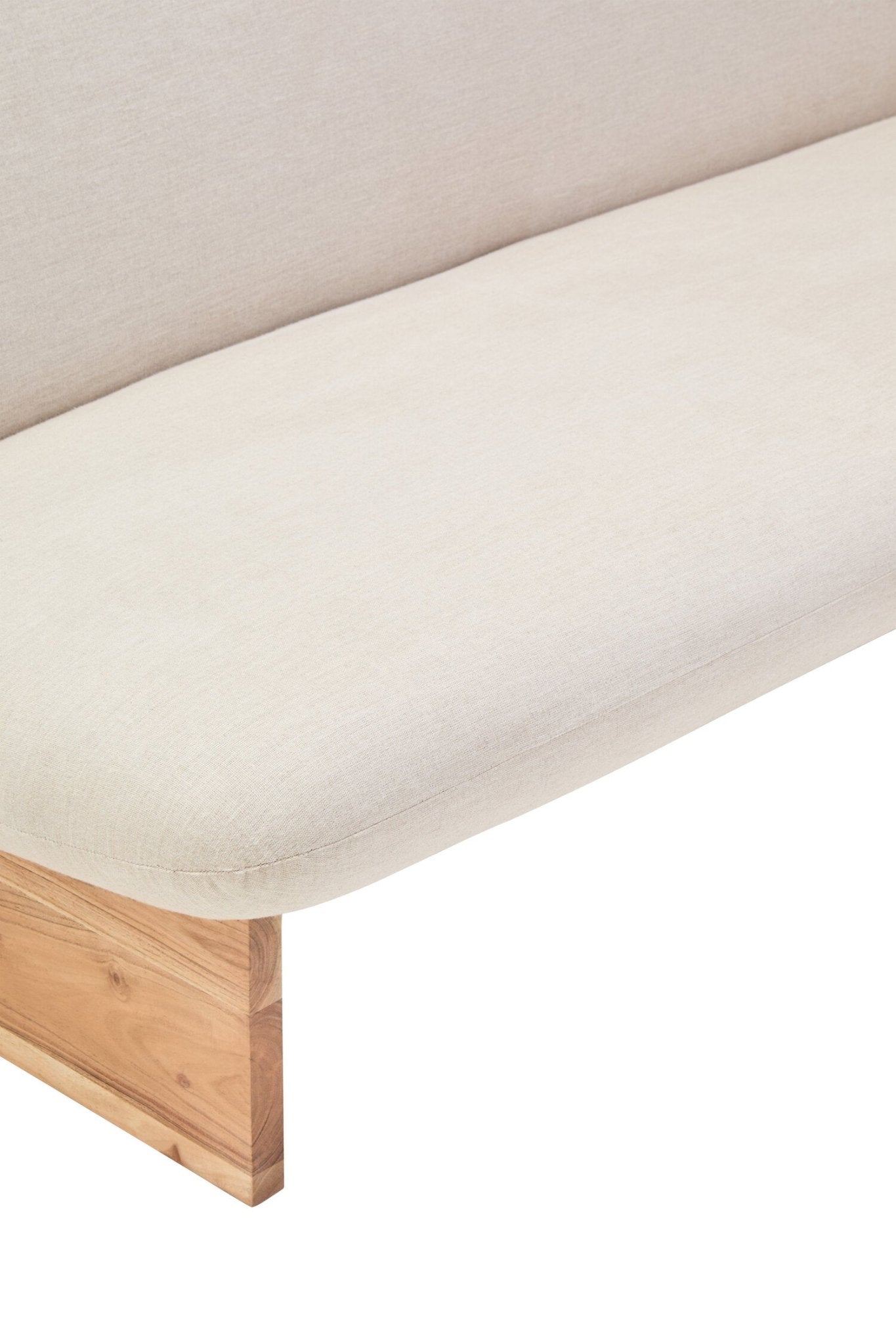 Parova Cream Linen Textured 2 Seater Armless Sofa With Wood Base | Luxury Home Accessories | Heulog Glow