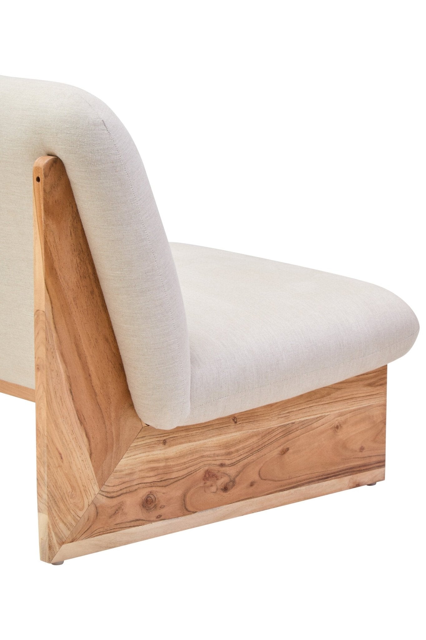Parova Cream Linen Textured 2 Seater Armless Sofa With Wood Base | Luxury Home Accessories | Heulog Glow