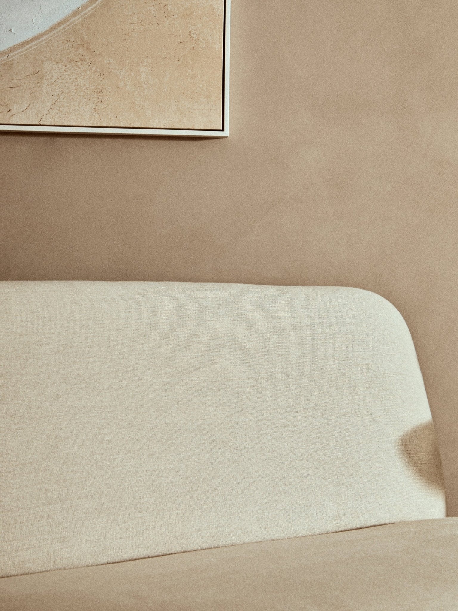 Parova Cream Linen Textured 2 Seater Armless Sofa With Wood Base | Luxury Home Accessories | Heulog Glow