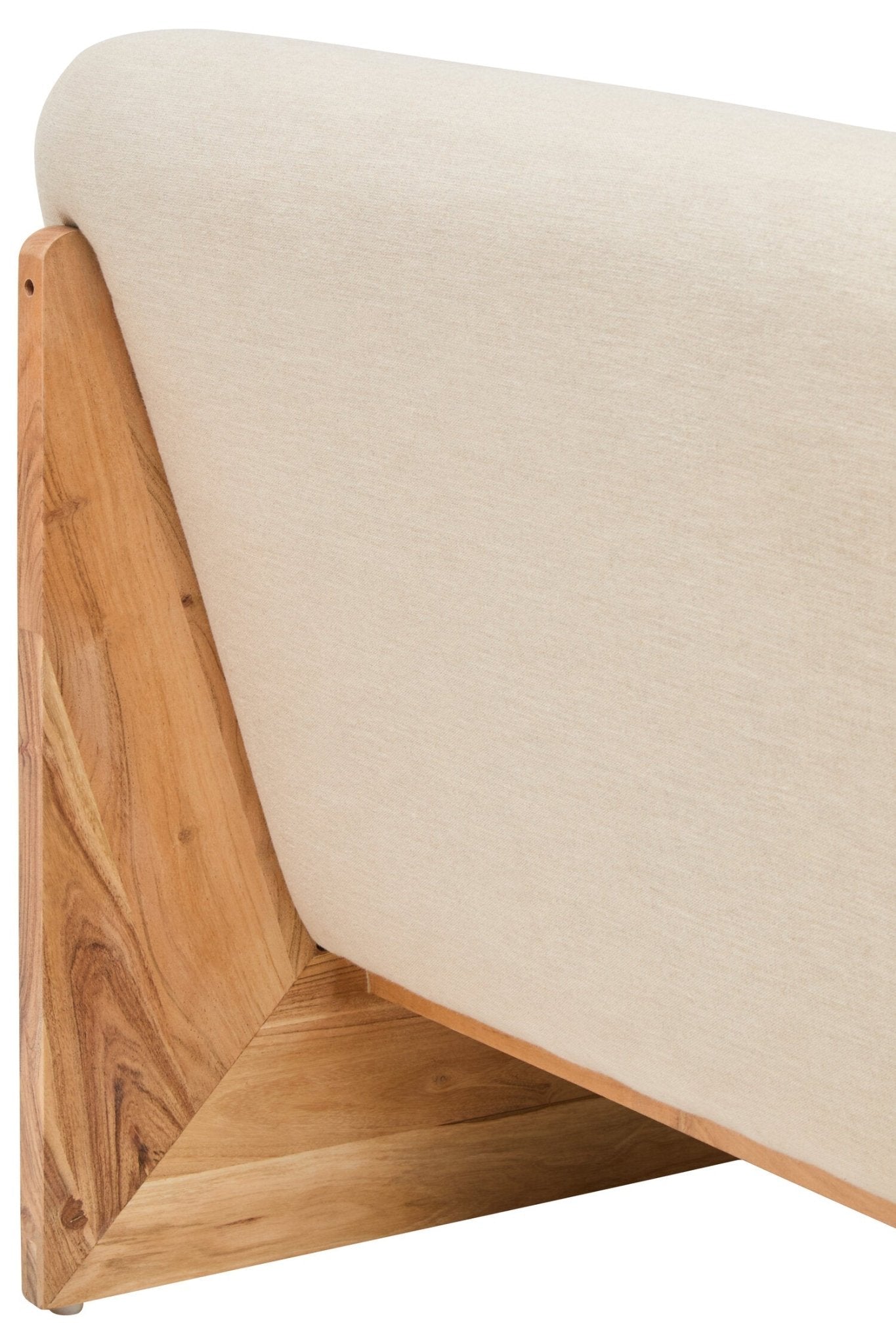 Parova Cream Linen Textured 2 Seater Armless Sofa With Wood Base | Luxury Home Accessories | Heulog Glow
