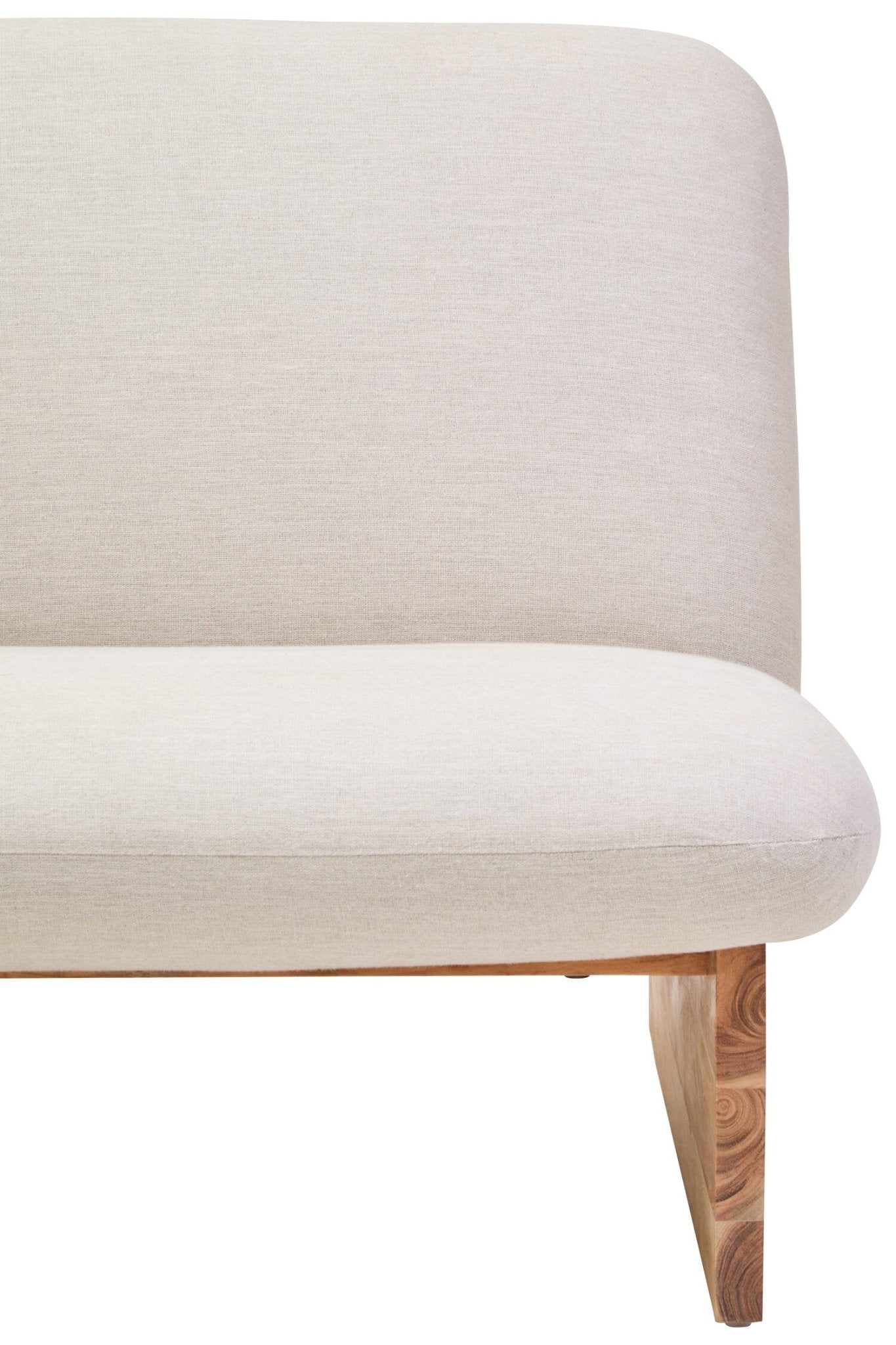 Parova Cream Linen Textured 2 Seater Armless Sofa With Wood Base | Luxury Home Accessories | Heulog Glow