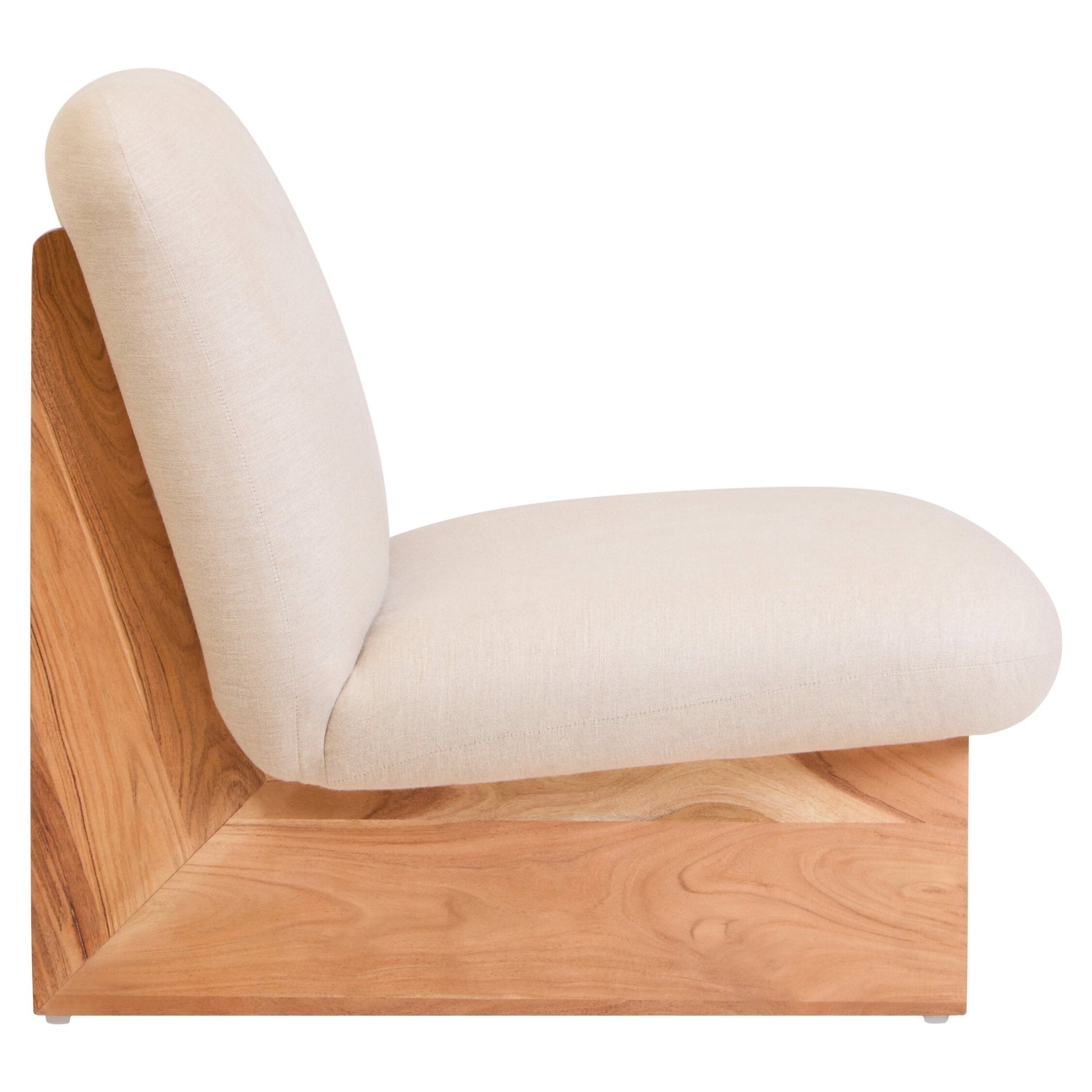 Parova Cream Linen Textured Armless Chair With Wood Base | Luxury Home Accessories | Heulog Glow