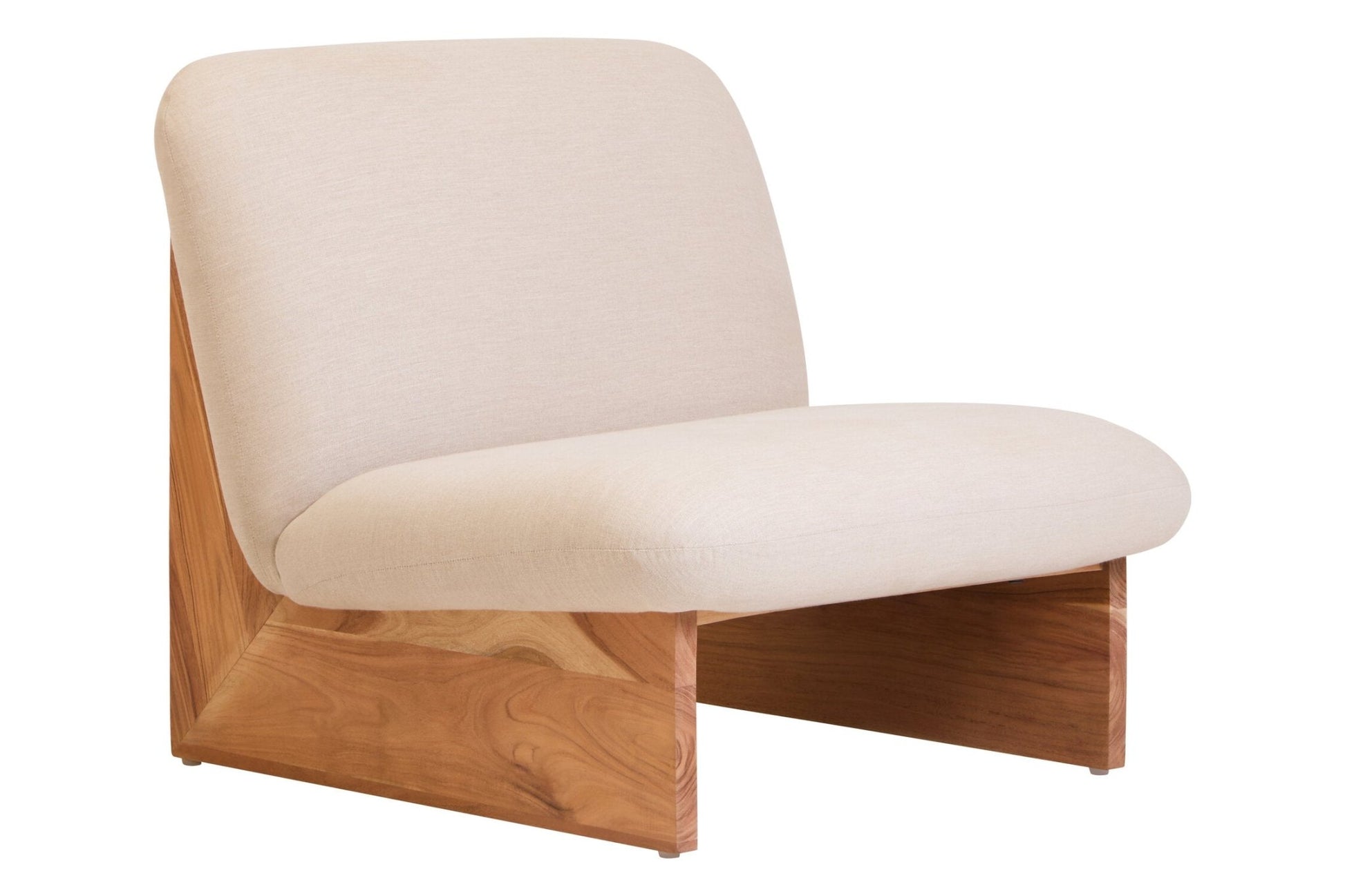 Parova Cream Linen Textured Armless Chair With Wood Base | Luxury Home Accessories | Heulog Glow