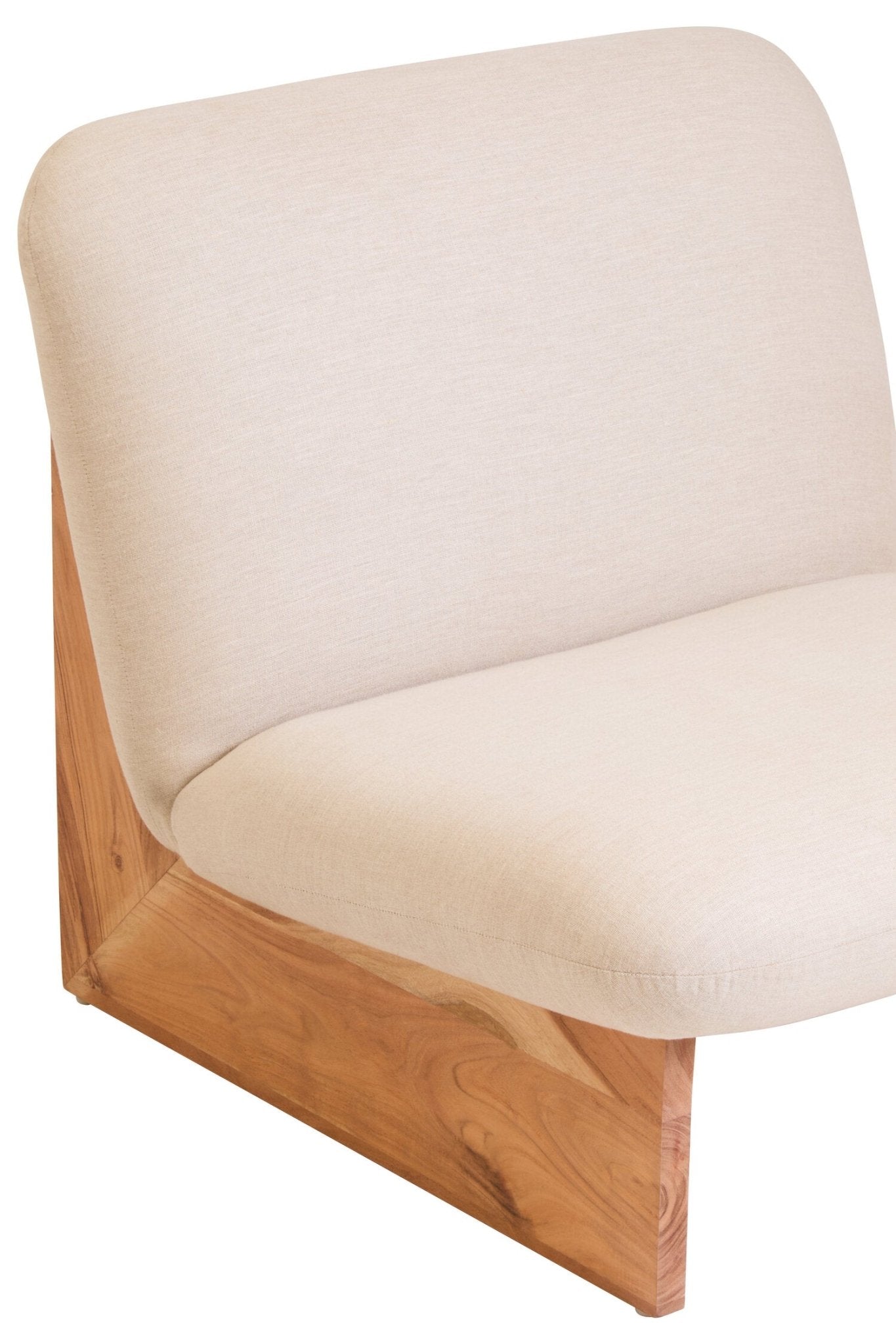 Parova Cream Linen Textured Armless Chair With Wood Base | Luxury Home Accessories | Heulog Glow