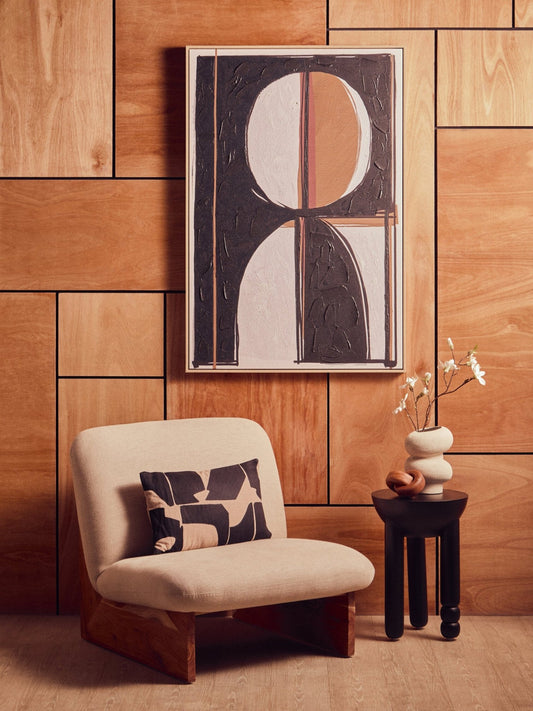 Parova Cream Linen Textured Armless Chair With Wood Base | Luxury Home Accessories | Heulog Glow