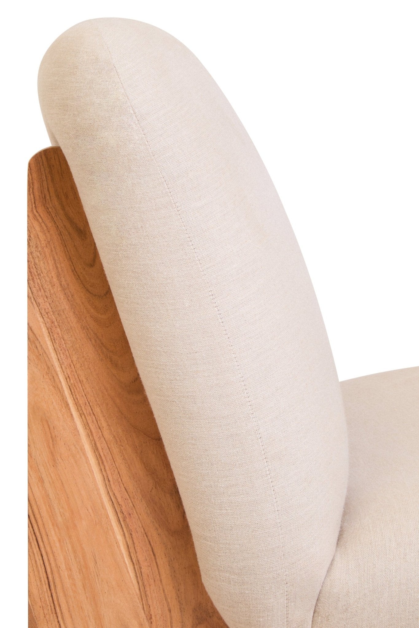 Parova Cream Linen Textured Armless Chair With Wood Base | Luxury Home Accessories | Heulog Glow