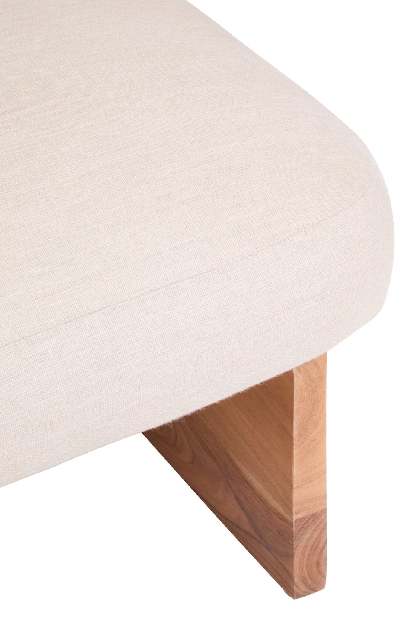 Parova Cream Linen Textured Footstool With Wood Base | Luxury Home Accessories | Heulog Glow