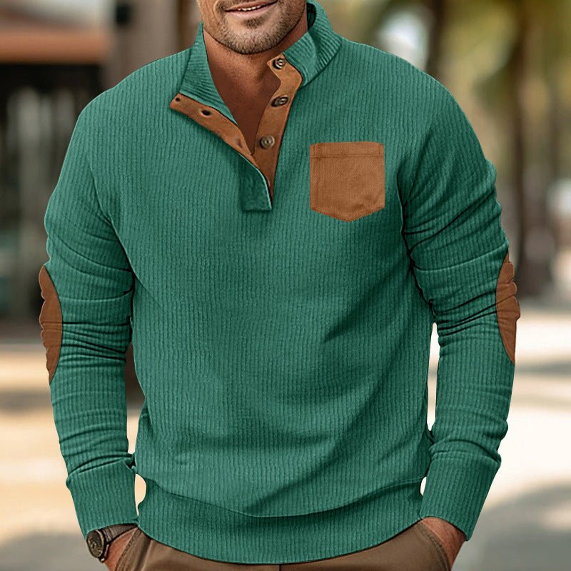 Patch Pocket Jacket Stand Collar Long Sleeve Corduroy Multicolor Hoodie | Luxury Home Accessories | Heulog Glow
