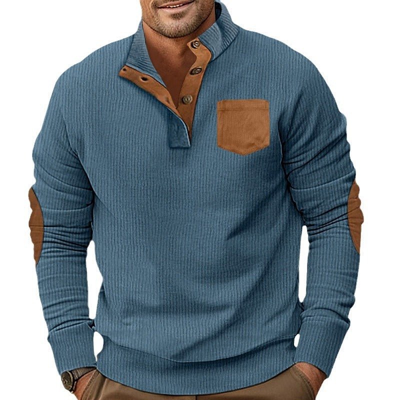 Patch Pocket Jacket Stand Collar Long Sleeve Corduroy Multicolor Hoodie | Luxury Home Accessories | Heulog Glow